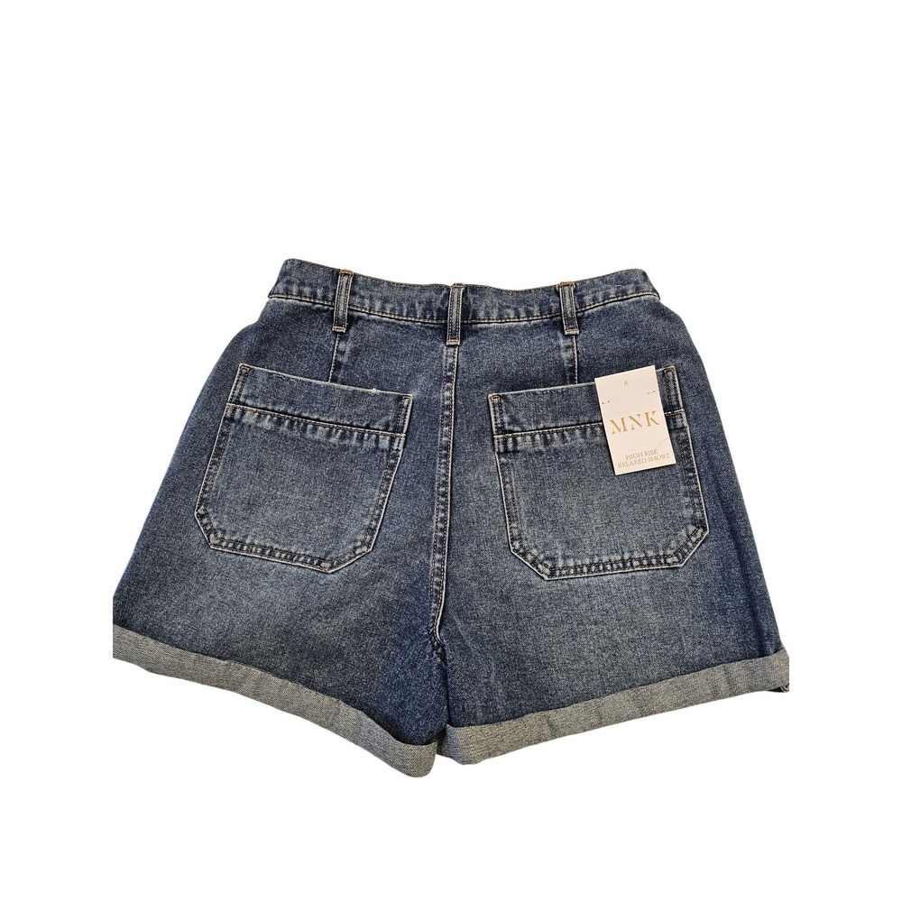 MNK High Rise Relaxed Denim Shorts Vintage Blue Cuffed Size 6‎ OM6030AGG1